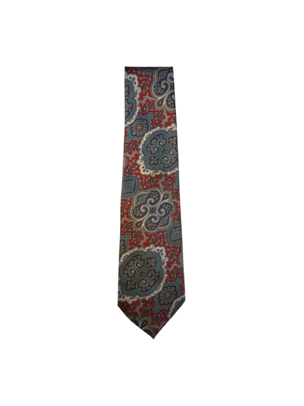 Wembley Paisley Silk Necktie Red Blue Gray Classic Mens Tie Made in Korea - Picture 2 of 6